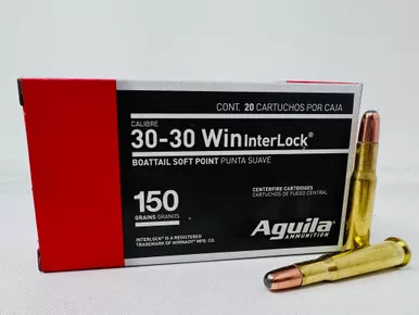 Aguila 30-30 Win Ammunition 80801AG 150 Grain InterLock Soft Point Boat Tail 20 Rounds