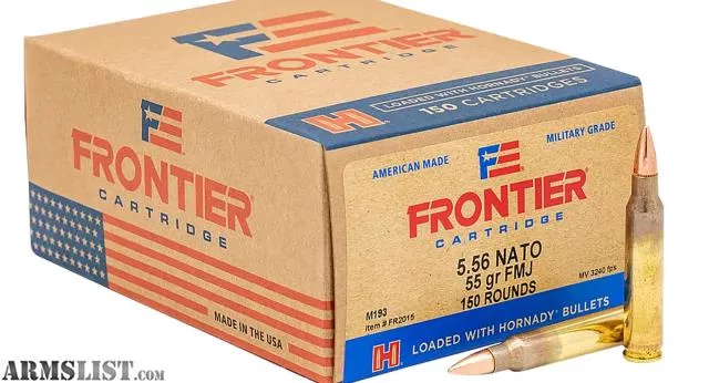 Frontier Military Grade 5.56x45mm NATO 55gr FMJ 150 Round Box from KAG Arms near Littleton, Massachusetts, USA