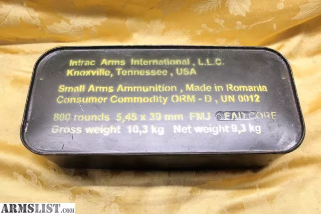 Intrac Arms International LLC Sealed Romanian Spam Can 5.45x39mm FMJ Lead Core 800 Rounds from Ted's Pawn Shop near Norwood, Ohio, USA