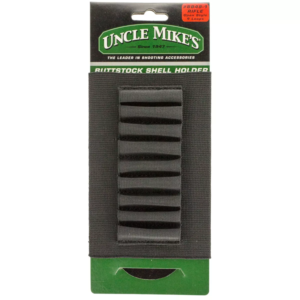 Uncle Mike’s Buttstock Shell Holder – Black Nylon, 9-Round Capacity for Rifle – 88481