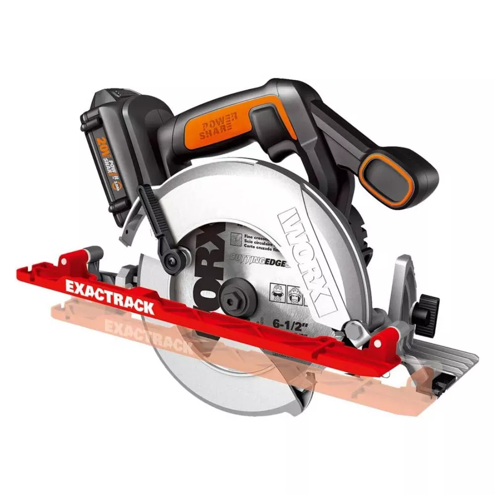 Worx WX530L Cordless 20V Power Share 6.5″ ExacTrack Circular Saw